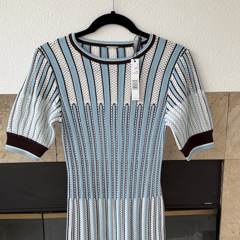 Elie Tahari Blue and Black Long Sleeve Dress Small NEW - Picture 3 of 7